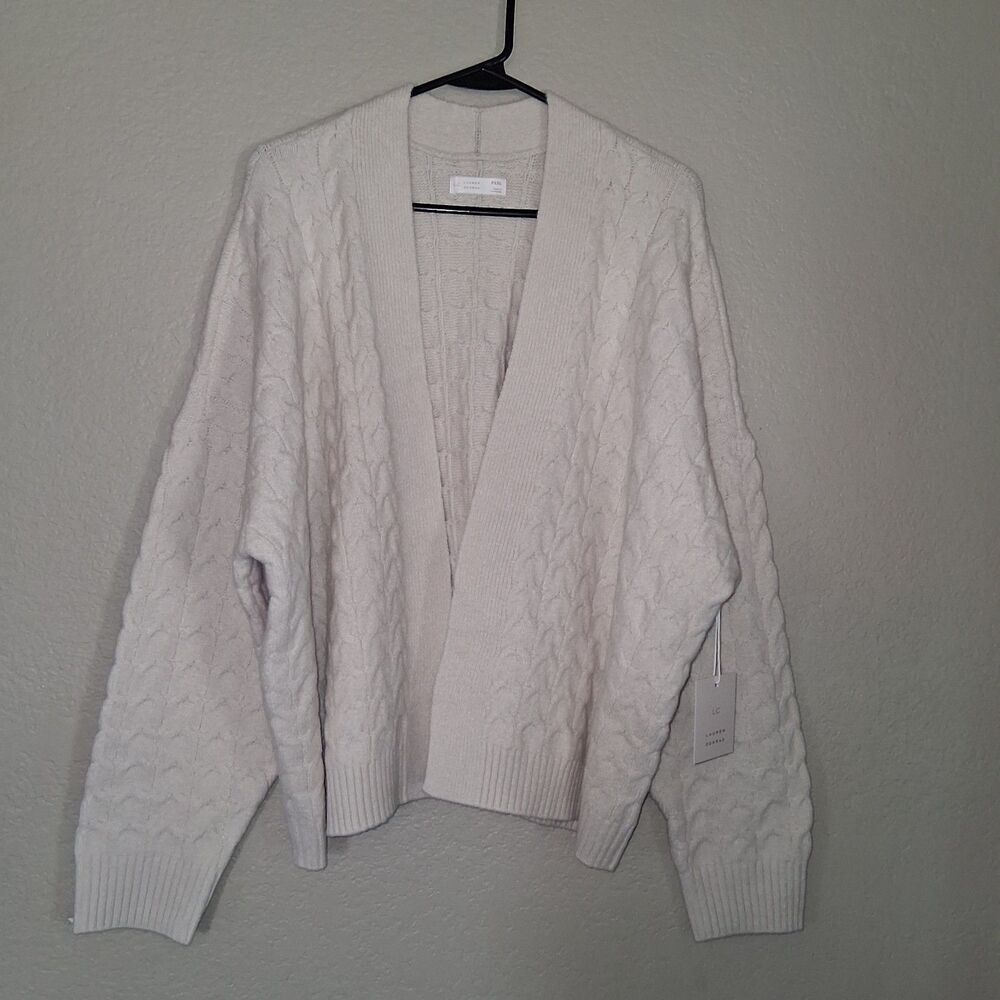 NWT Lauren Conrad Cozy Open Front Chunky Cable Knit Cardigan Sweater PXXL Cream